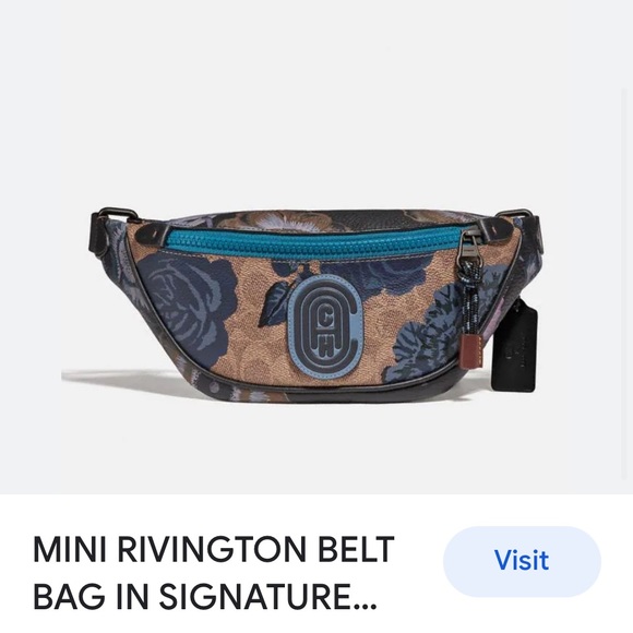 Coach Mini Rivington Belt Bag In Signature Canvas With Kaffe Fassett Print - Picture 7 of 8